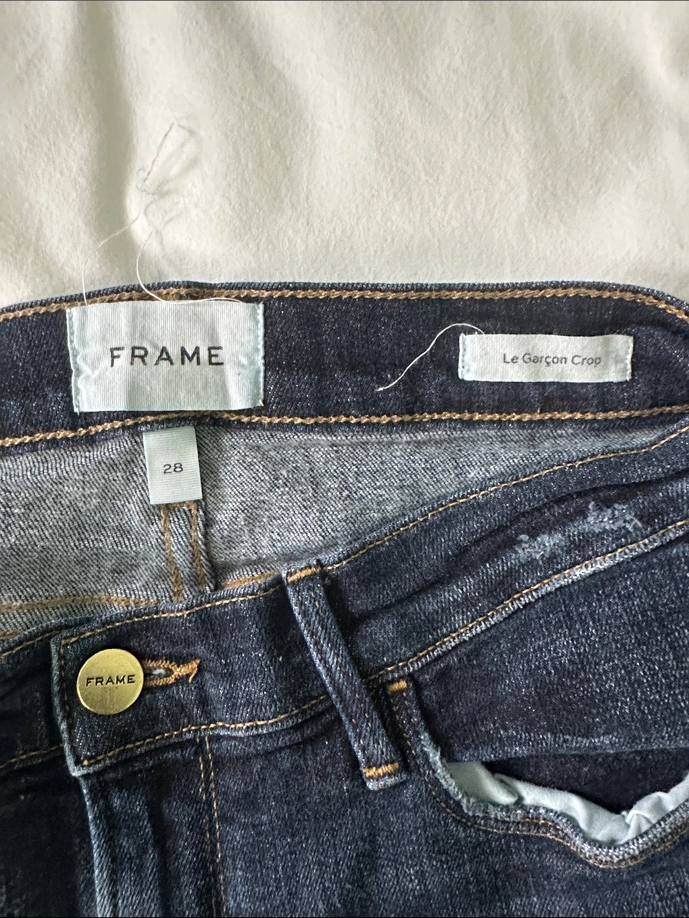 Frame Denim Dark Indigo Cropped Boyfriend Jeans - Picture 2 of 3